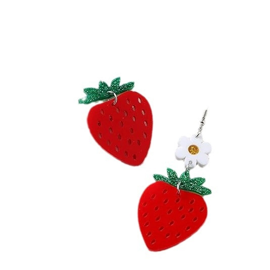 Fashionable simple  fresh sweet cute fruit strawberry earrings ear hook eardrops earrings for women