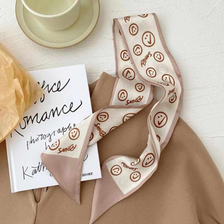 women's sweet letter plaid flower silk scarf printing hair band