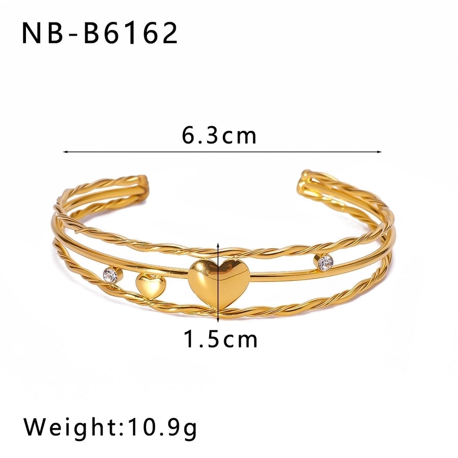 IG Style Flower 304 Stainless Steel Zircon Bangle In Bulk