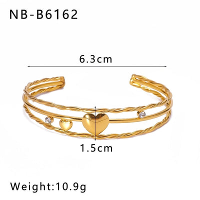 IG Style Flower 304 Stainless Steel Zircon Bangle In Bulk