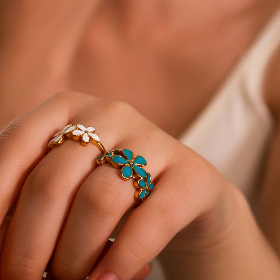 Jewelry IG Style Simple Style Classic Style Flower 304 Stainless Steel 18K Gold Plated Rings