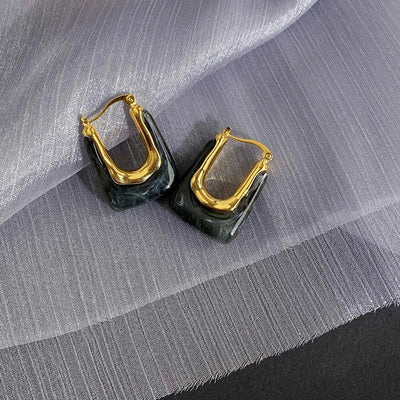 Autumn and Winter  pull style U-shaped geometric resin earrings Women's Light luxury high-end design earrings fashion earrings