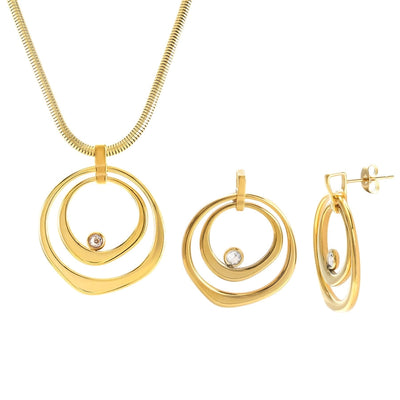 Jewelry Elegant Simple Style Round 304 Stainless Steel Plating Earrings Necklace