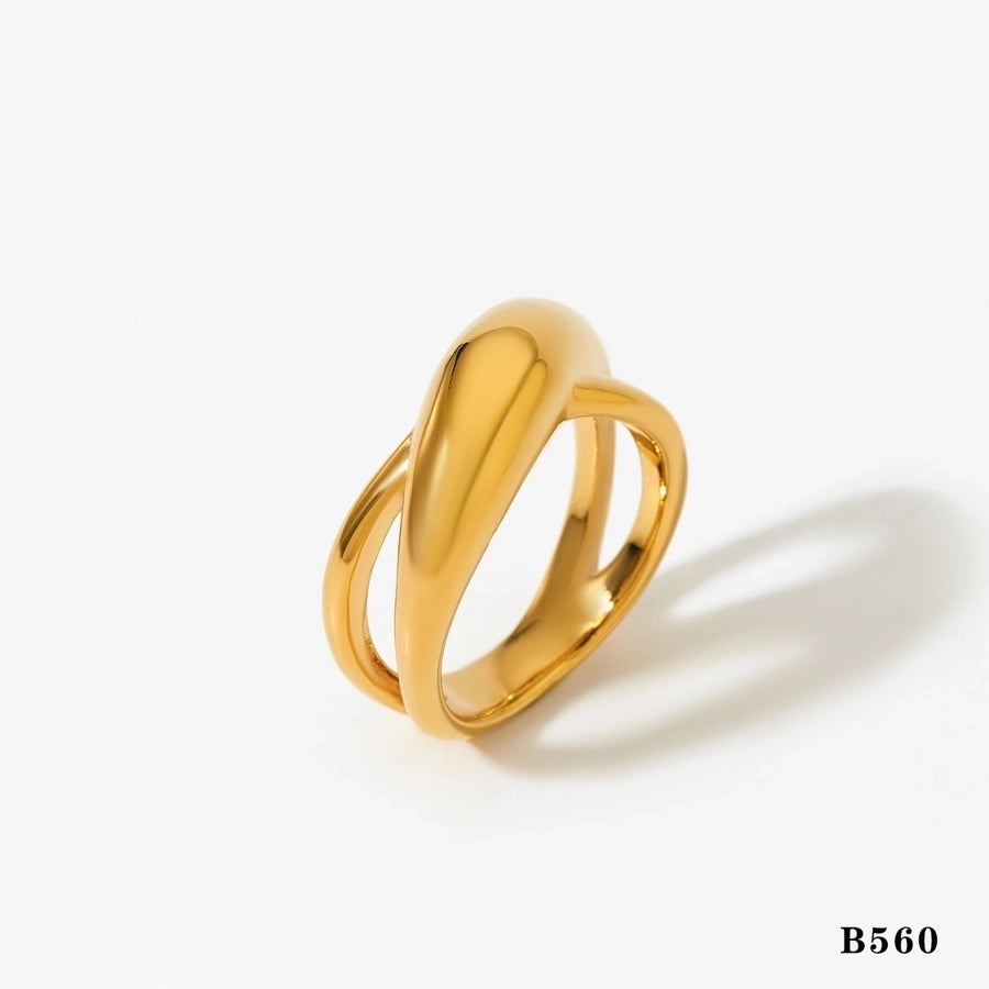 Jewelry Modern Style Artistic Solid Color 316 Stainless Steel  16K Gold Plated White Gold Plated Gold Plated Plating Rings