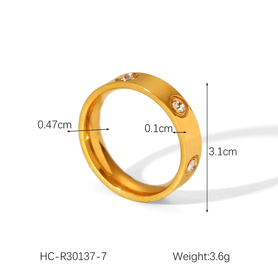 Jewelry IG Style Casual French Style Geometric 304 Stainless Steel Titanium Steel Zircon 18K Gold Plated Rings Bracelets