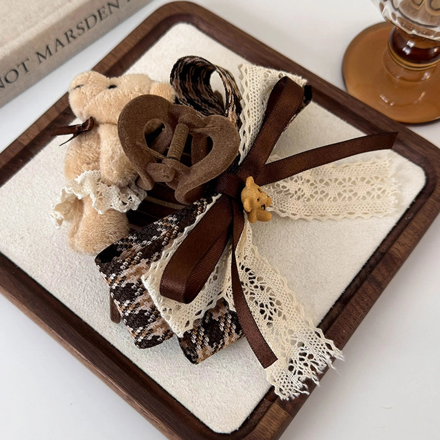 Women's Cartoon Style Cute Sweet Bear Cloth Plush Hair Clip Hair Claws