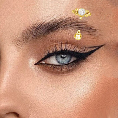 1 Piece Eyebrow Studs Casual Classic Style Oversized Sunflower Pure Titanium Titanium Alloy Zircon 14K Gold Plated White Gold Plated Eyebrow Studs