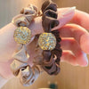 fashion solid color leopard cloth pearl inlay rhinestones hair tie 1 piece