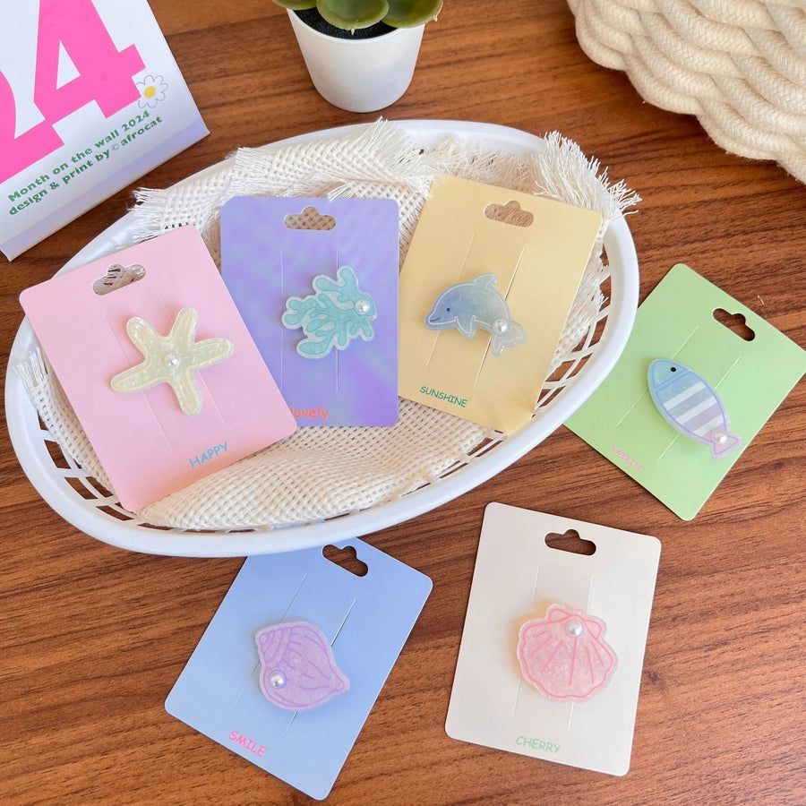 Women's Marine Style Starfish Fish Arylic Hair Clip