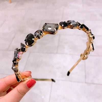 lady streetwear geometric alloy plating inlay rhinestones hair band