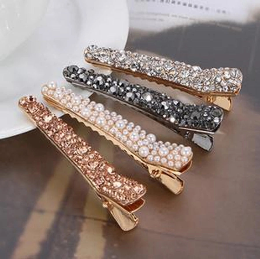 fashion solid color alloy inlay rhinestones hair clip 1 piece