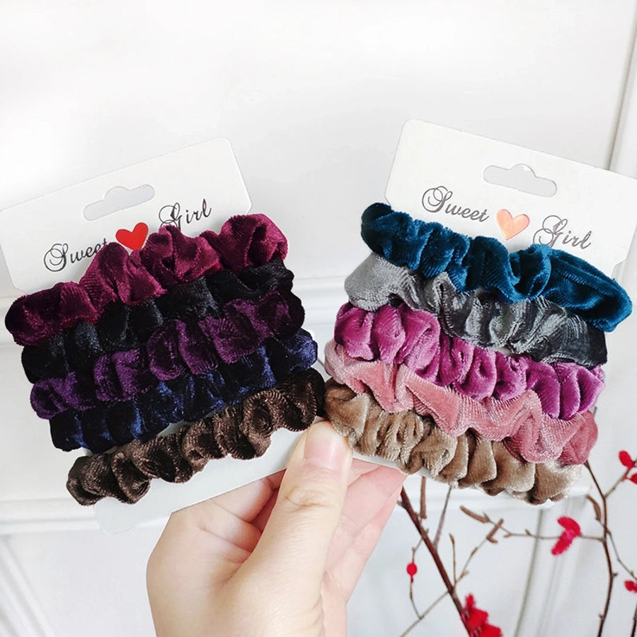 fashion gold velvet printed hair scrunchies set