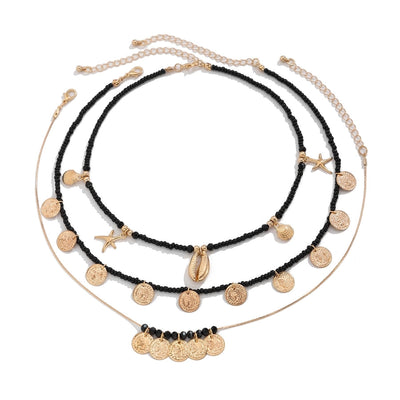 Alloy Iron Copper Plating Geometric Seed Bead Necklace