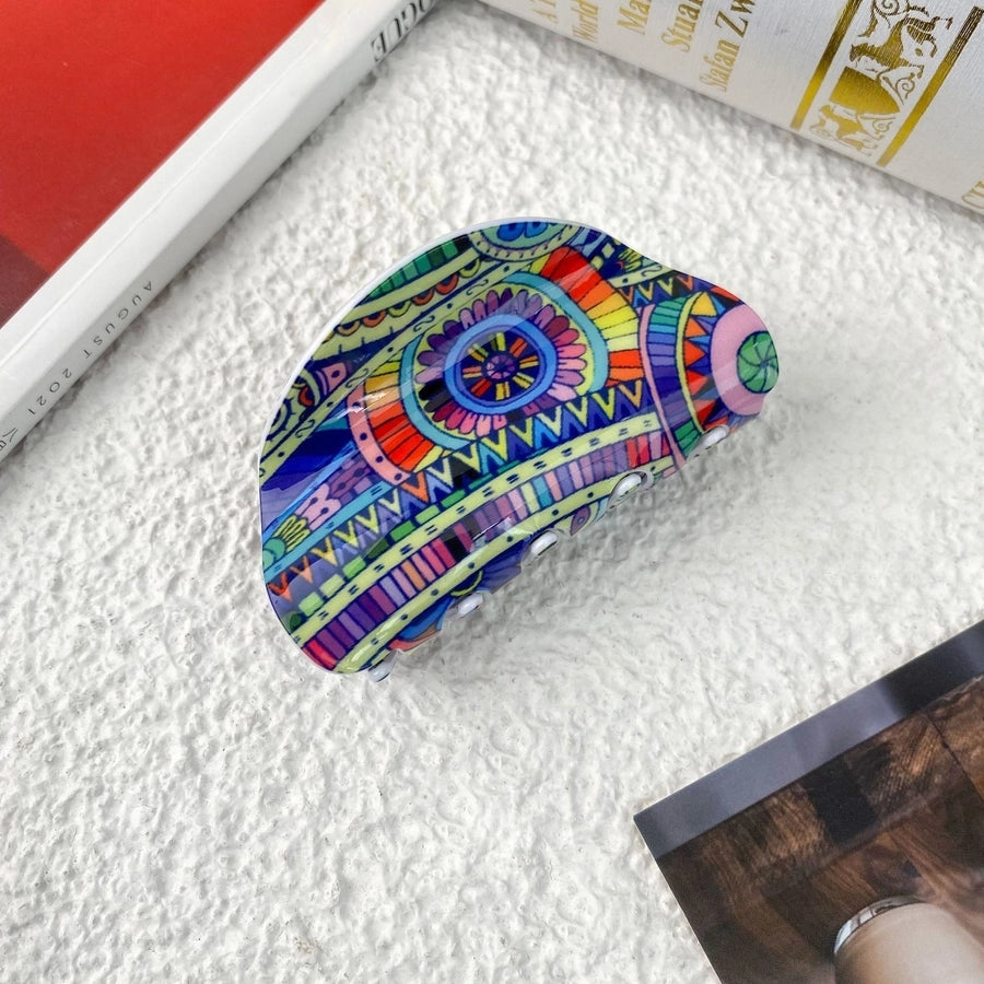 Women's Casual Bohemian Printing Acetic acid sheets Hair Claws