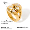 Jewelry Elegant Irregular Heart Shape 304 Stainless Steel Zircon Criss Cross Inlay Rings