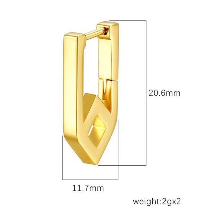 1 Pair IG Style Geometric Solid Color Plating 304 Stainless Steel 18K Gold Plated Earrings