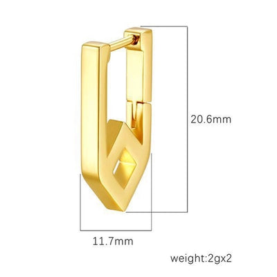 1 Pair IG Style Geometric Solid Color Plating 304 Stainless Steel 18K Gold Plated Earrings