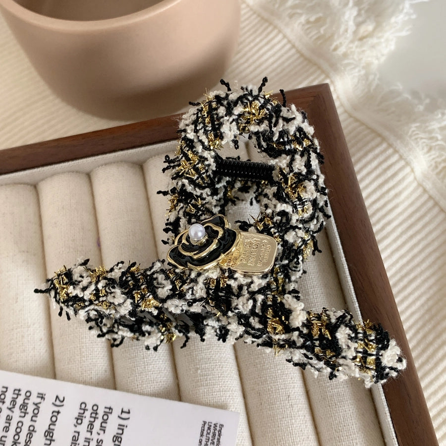 women's princess cute sweet flower plastic cloth inlaid pearls hair claws