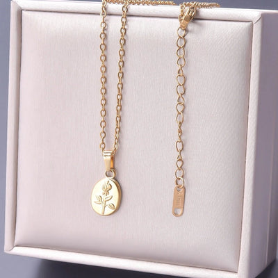Jewelry Basic Modern Style Classic Style Flower 304 Stainless Steel 18K Gold Plated Plating Pendant Necklace