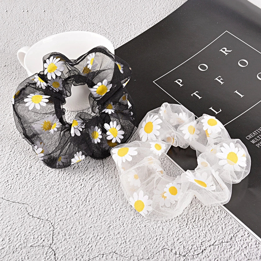 korean simple mesh daisy hair scrunchies