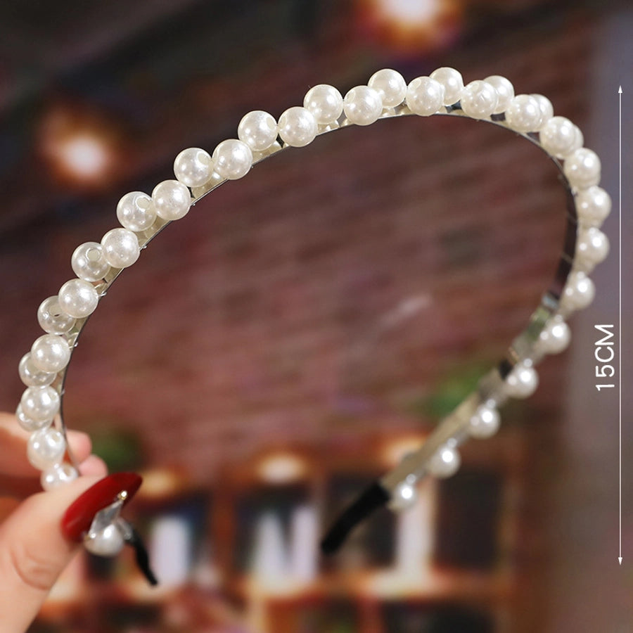 women's fashion waves alloy inlay artificial pearls headwear