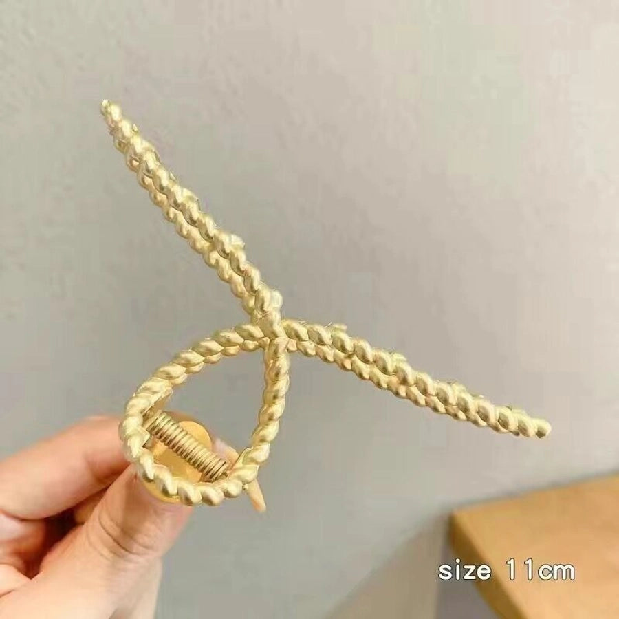 retro solid color alloy plating hair claws 1 piece