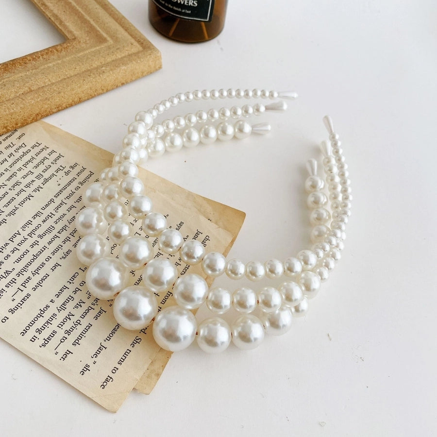women's vintage style geometric artificial pearl hair band
