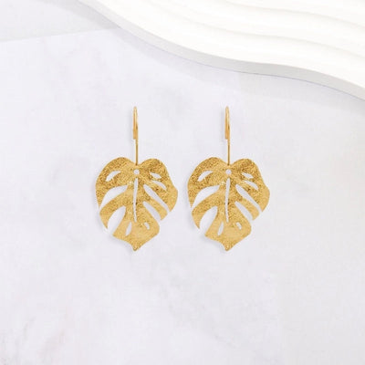 1 Pair Elegant Leaves Plating 304 Stainless Steel 18K Gold Plated Drop Earrings