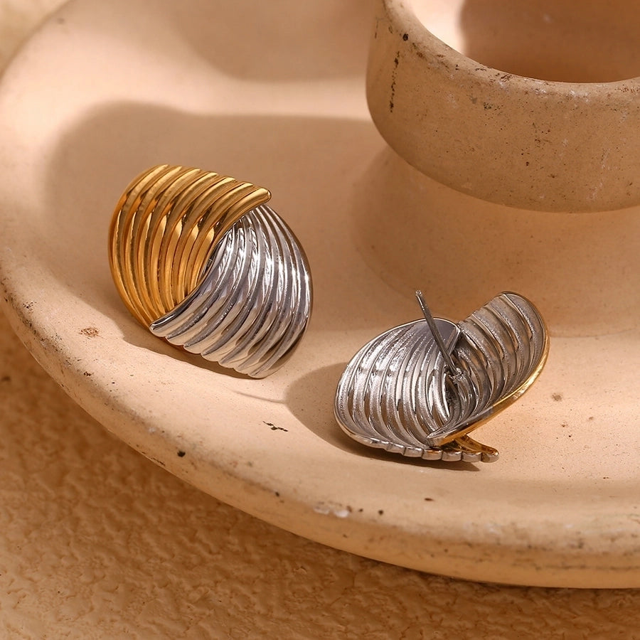 1 Pair Simple Style Geometric Mixed Metal 304 Stainless Steel 18K Gold Plated Ear Studs