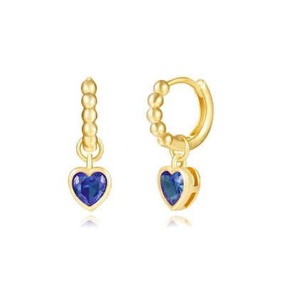 1 Pair Simple Style Heart Shape Copper Zircon Drop Earrings