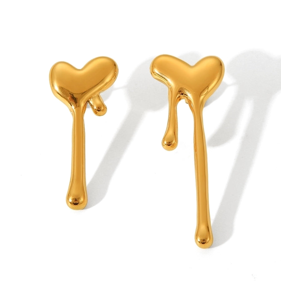 1 Pair IG Style French Style Heart Shape Bow Knot Thread 304 Stainless Steel Titanium Steel 18K Gold Plated Ear Studs
