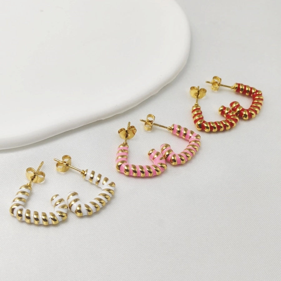 1 Pair Elegant Classic Style Geometric Enamel 304 Stainless Steel Stainless Steel Earrings