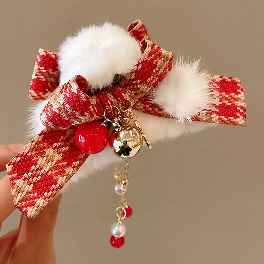 Christmas Casual Simple Style Streetwear Women's Bow Knot Arylic Alloy Hair Claws