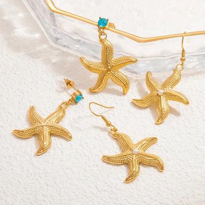 1 Pair Beach Starfish 304 Stainless Steel Drop Earrings