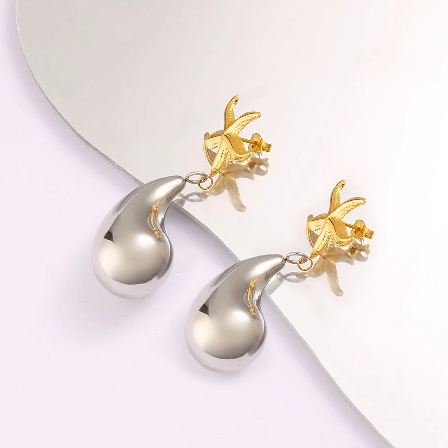 1 Pair Retro Commute Starfish 304 Stainless Steel 316 Stainless Steel  18K Gold Plated Drop Earrings