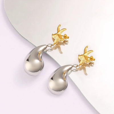 1 Pair Retro Commute Starfish 304 Stainless Steel 316 Stainless Steel  18K Gold Plated Drop Earrings