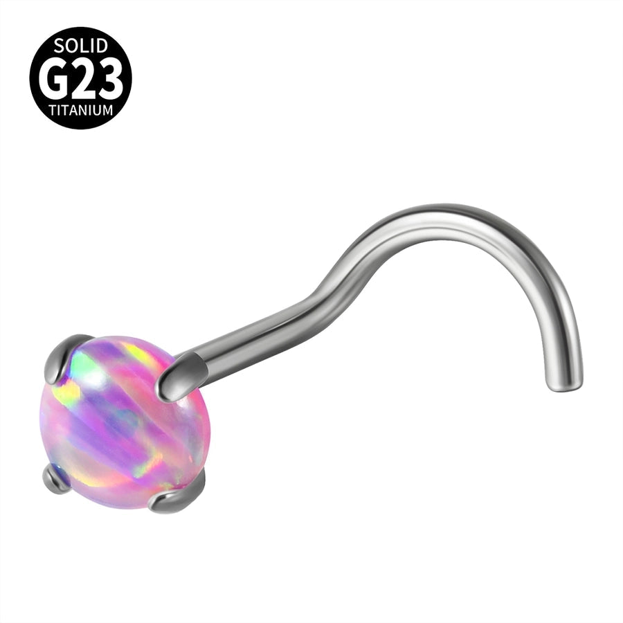 1 Piece Nose Rings & Studs Casual Vacation Round G23 Titanium Alloy Opal Zircon Nose Rings & Studs