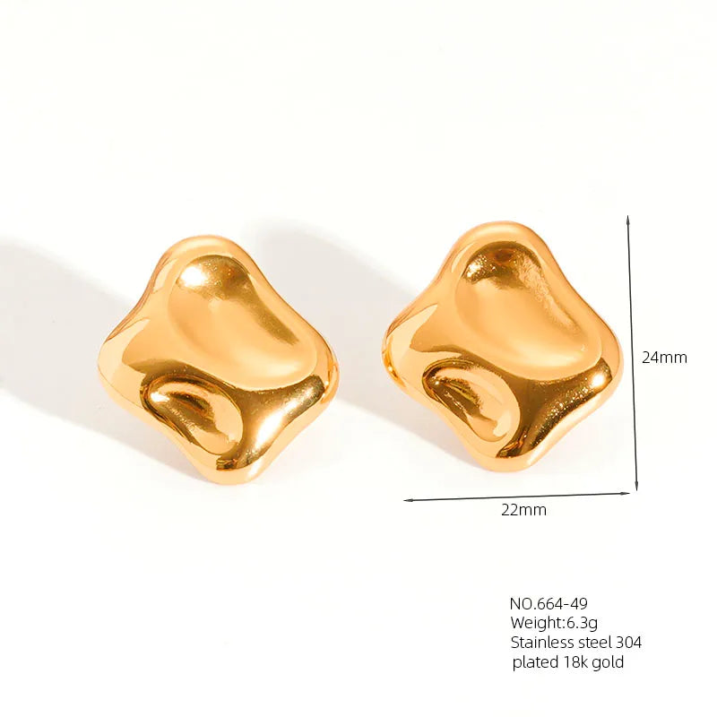 1 Pair Casual Simple Style Classic Style Geometric Square 304 Stainless Steel 18K Gold Plated Imitation Gold  Ear Studs