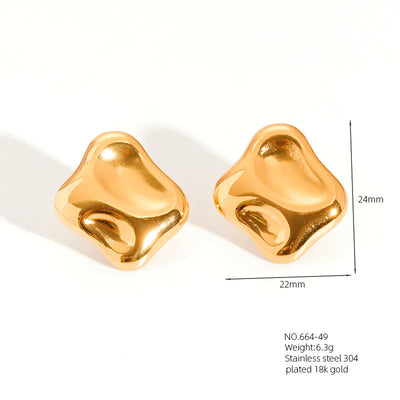 1 Pair Casual Simple Style Classic Style Geometric Square 304 Stainless Steel 18K Gold Plated Imitation Gold  Ear Studs
