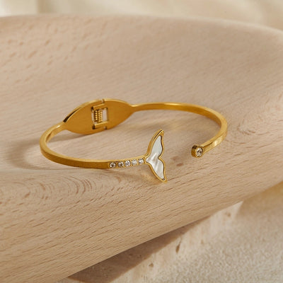 IG Style Simple Style Commute Fish Tail 304 Stainless Steel Bangle In Bulk