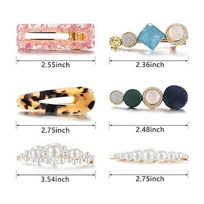 Hair Accessories Acetic Acid Side Clip Marble Effect Hairpin Pearl Candy Color Fashion Hairpin Combination Set