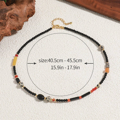 Vintage Style Round 304 Stainless Steel natural stone Beaded Chain Necklace In Bulk
