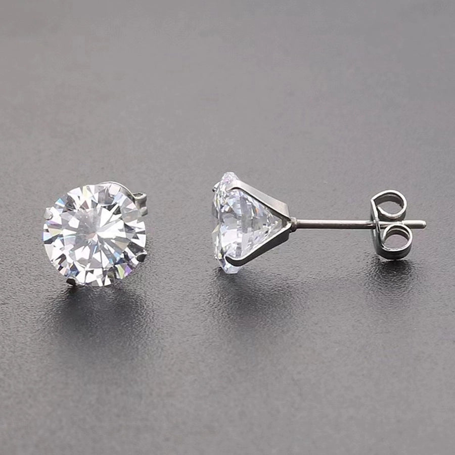 1 Pair Simple Style Round 304 Stainless Steel Ear Studs