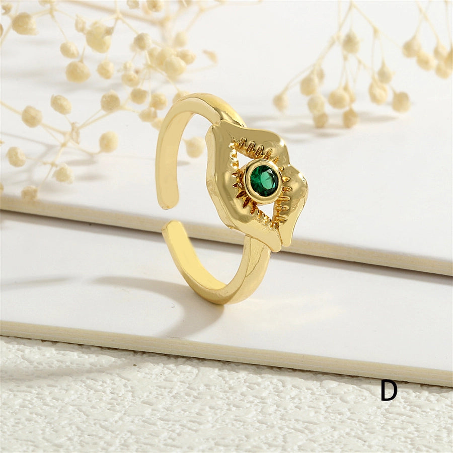 Copper Inlay Lips Devil's Eye Zircon Open Rings