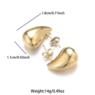 1 Pair Casual Simple Style Water Droplets 304 Stainless Steel 18K Gold Plated Ear Studs