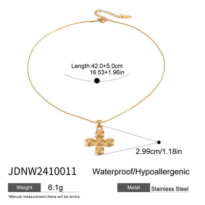Jewelry Classic Style Cross Rose 304 Stainless Steel Pendant Necklace
