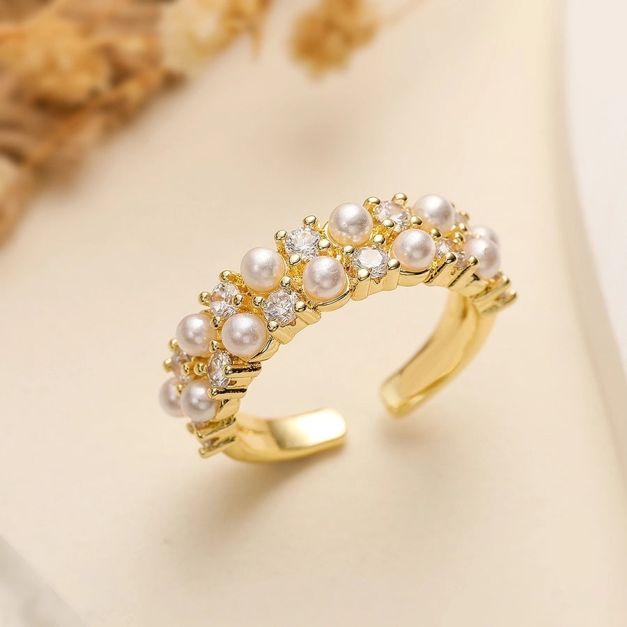 Copper Plating Inlay Geometric Star Heart Shape Zircon Open Rings