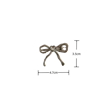 Women's IG Style Sweet Heart Shape Bow Knot Metal Hollow Out Inlay Rhinestones Hair Clip