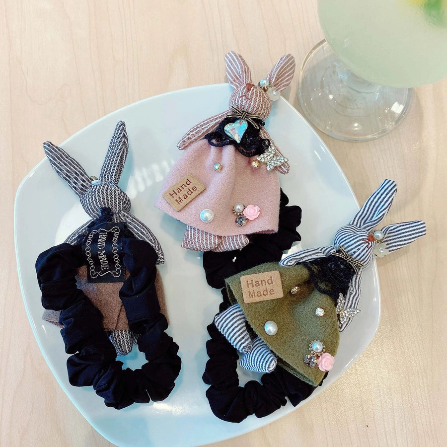 princess cute rabbit plastic cloth inlay rhinestones hair claws