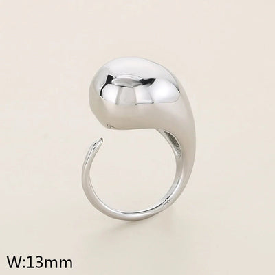 Jewelry Vintage Style Water Droplets 304 Stainless Steel 18K Gold Plated Open Rings